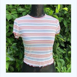 Striped  short sleeve crew neck top